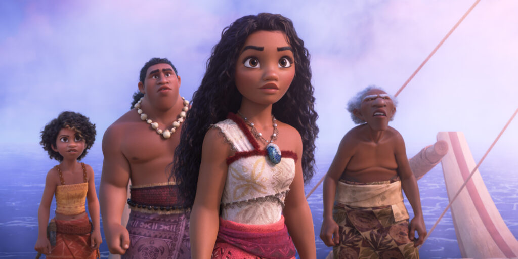 Walt Disney Animation Studios’ epic animated musical “Moana 2” sends Moana (voice of Auli‘i Cravalho) on an expansive new voyage alongside a crew of unlikely seafarers. Directed by David Derrick Jr., Jason Hand and Dana Ledoux Miller, and produced by Christina Chen and Yvett Merino, “Moana 2” features music by Grammy® winners Abigail Barlow and Emily Bear, Grammy nominee Opetaia Foa‘i, and three-time Grammy winner Mark Mancina.