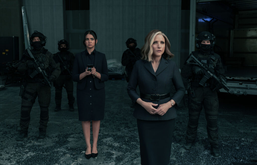 Geraldine Viswanathan and Julia Louis-Dreyfus in Marvel Studios' Thunderbolts