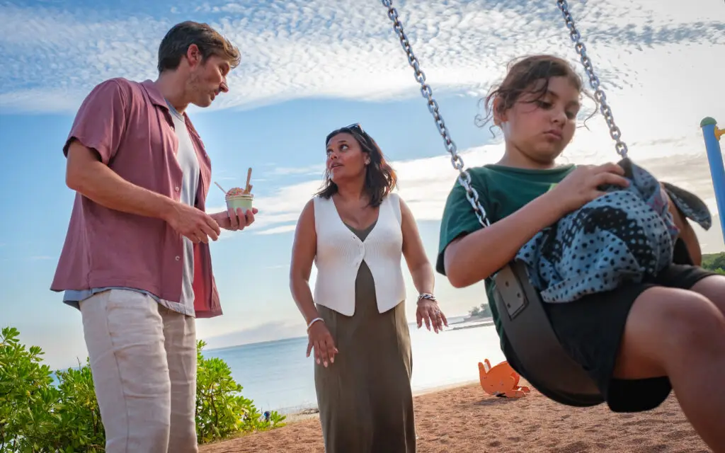 Gwilym Lee, Miranda Tapsell and Glady-May Kelly in Top End Bub