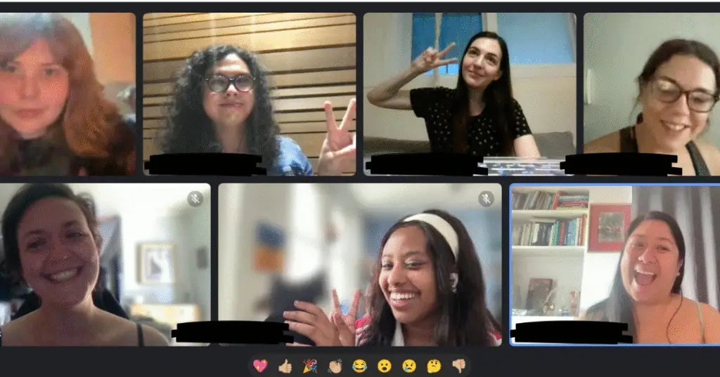 One of Bitches in Stitches’ monthly, virtual writing workshops – where female comics have dialled in from Hong Kong, the Philippines, the UK, Portugal, Belgium, South Korea, South Africa, and Taiwan